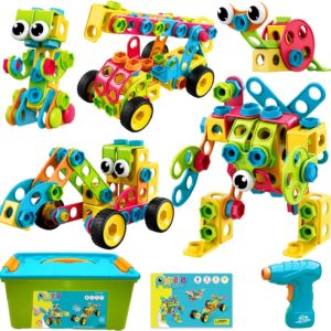 NXONE 195 PCS Educational STEM Toys for Boys and Girls Ages 3 4 5 6 7 8 9 10 Construction Building Blocks Toy